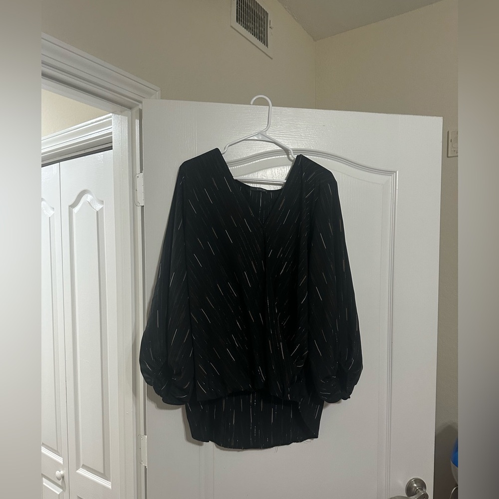 West Kei Black Blouse with sparkly gold detail